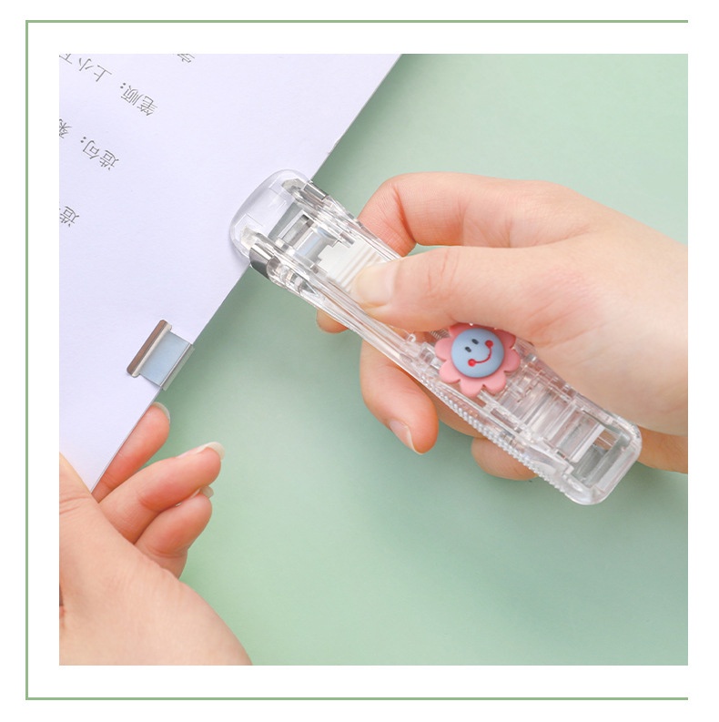 Cute Cartoon Paper Clipper Push Clip Transparent Staplers Student Test ...