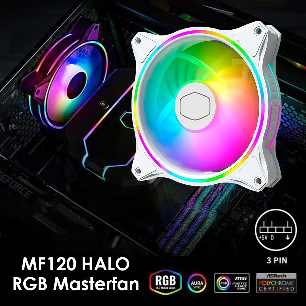 MF120 HALO RGB Fan with Dual Ring Addressable PWM Quiet RGB Fan 12cm