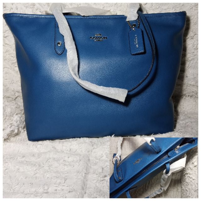 Blue leather best sale coach bag