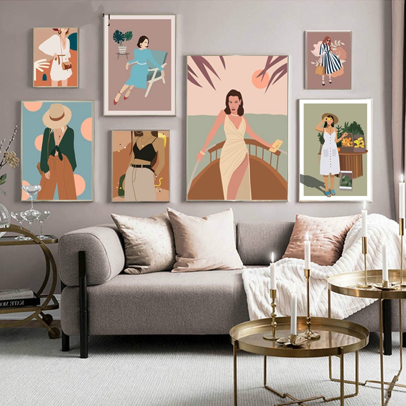 Abstract Modern Fashion Canvas Painting Sexy Beauty Girl Posters Prints ...