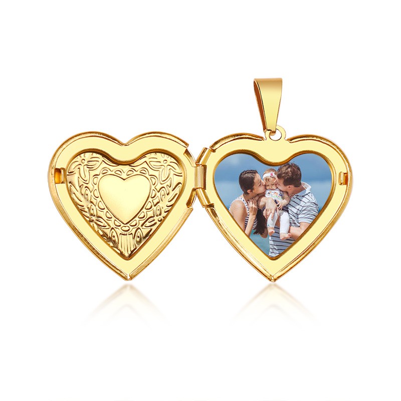 Ciondolo Medaglione A Cuore In Argento 925 Con Incisione – Porta Foto I Love You To The Moon And Back - 5