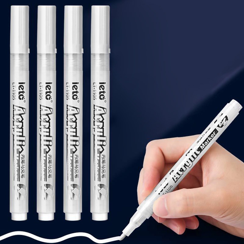 3 Pcs 2.0mm Simple White Acrylic Marker Pen Student Waterproof