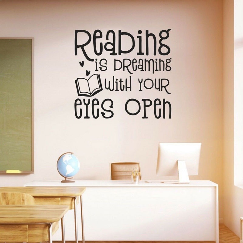 Reading Is Dreaming With You Eyes Open Quote School Vinyl Wall Sticker ...