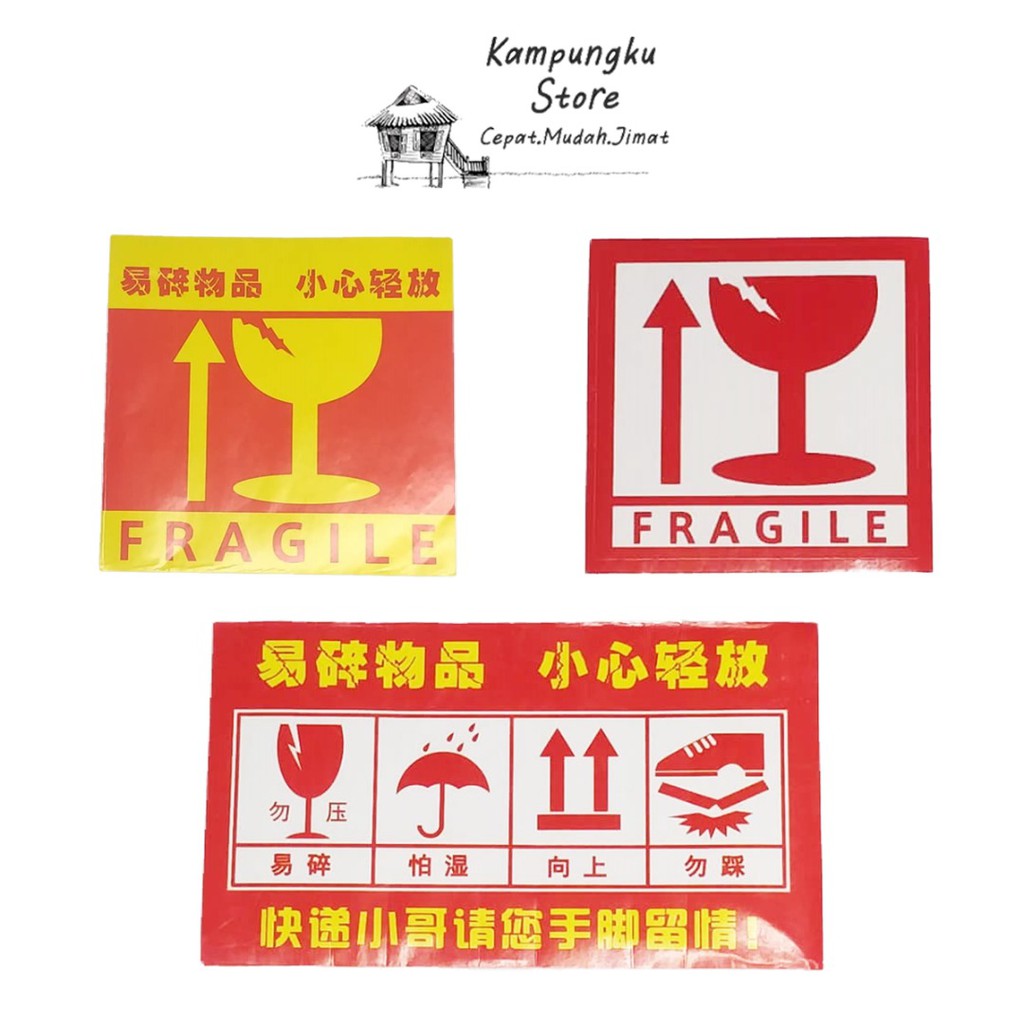 KL STOK 100pcs Fragile Sticker Fragile Label Warning Label | Shopee ...
