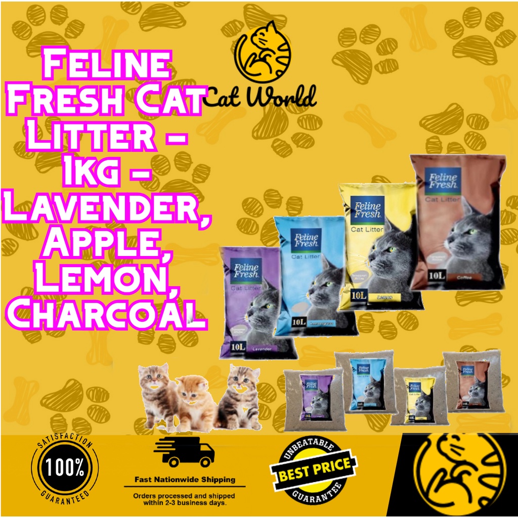 Feline Fresh Cat Litter 1kg Lavender, Apple, Lemon, Lemon Grass
