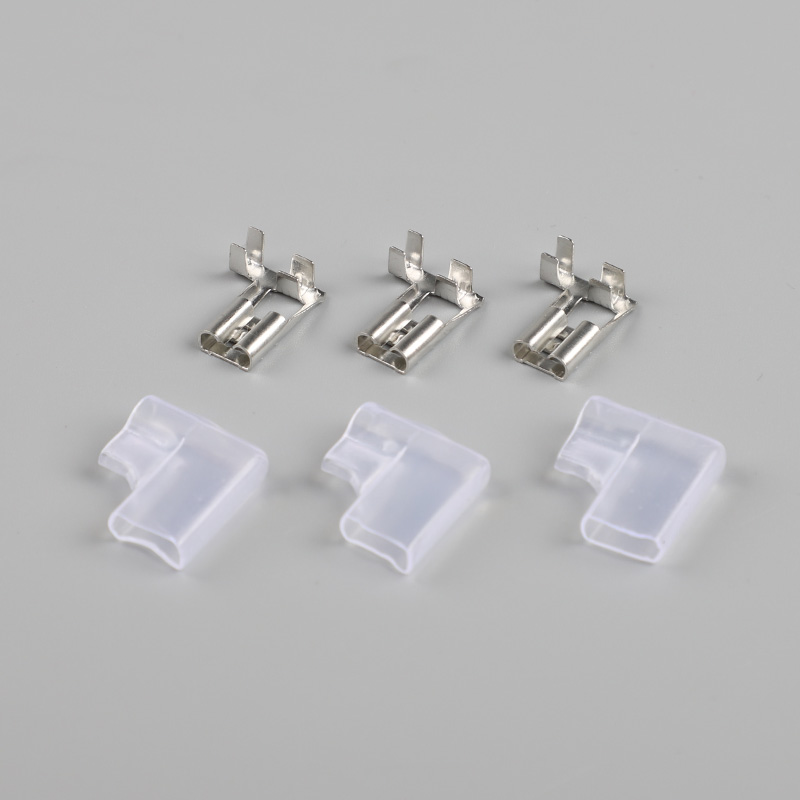 100pcs/lot 6.3 the plug spring insulated terminal cold terminal Flag L ...