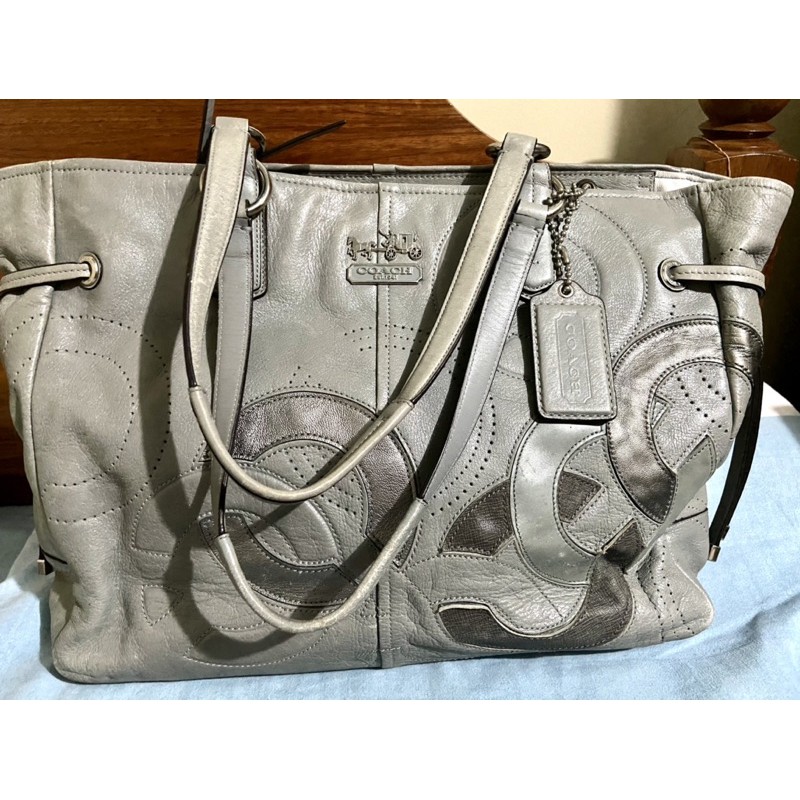 Coach grey shoulder discount bag