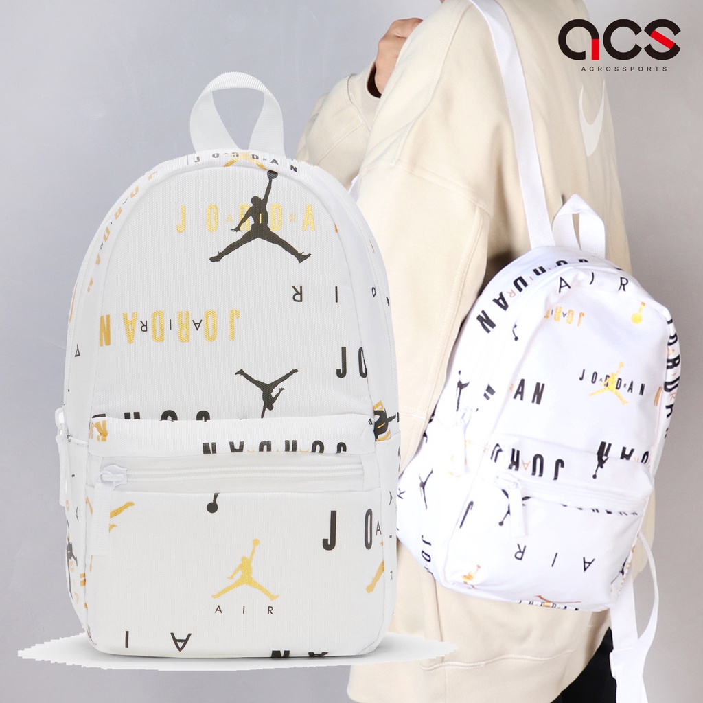 White and gold jordan backpack sale