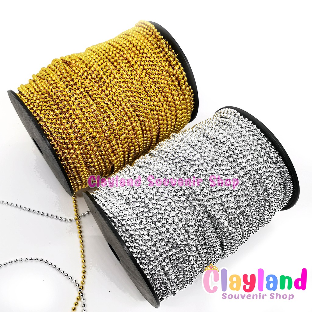 Pearl String (3 yards) plastic Round String Gold and Silver for DIY ...