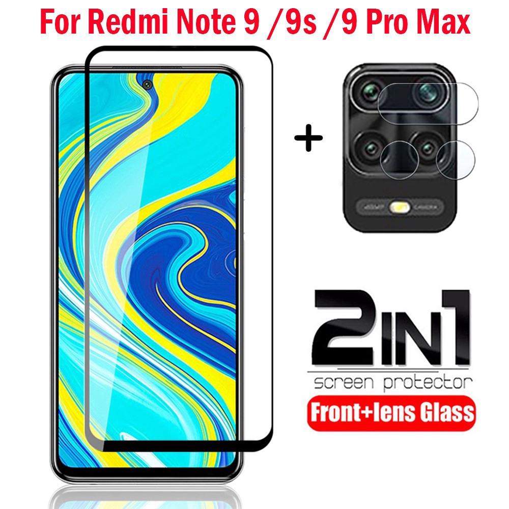 （2in1）Xiaomi Redmi Note9s Note9 Note 9s Pro Max Screen Protector Tempered  Glass +Back Camera Lens Protector Film