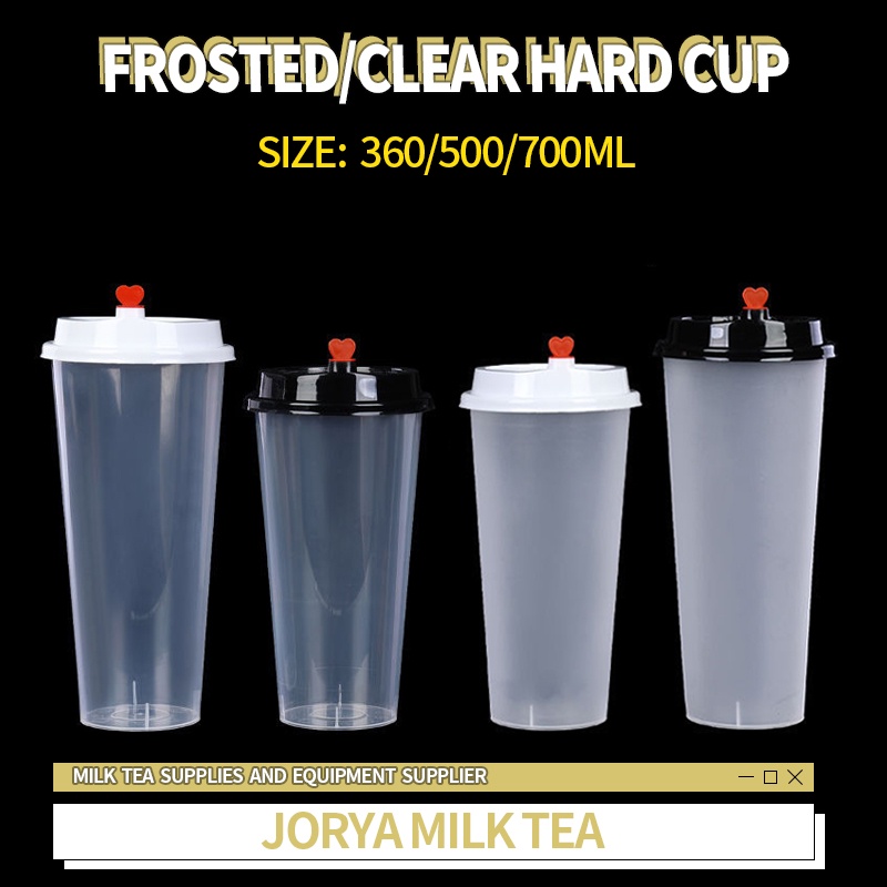 50pcs 90mm Milk Tea Cup Hard Cup Plastic Cup For Milk Tea Juice With Hard Lid 360ml500ml700ml 9880