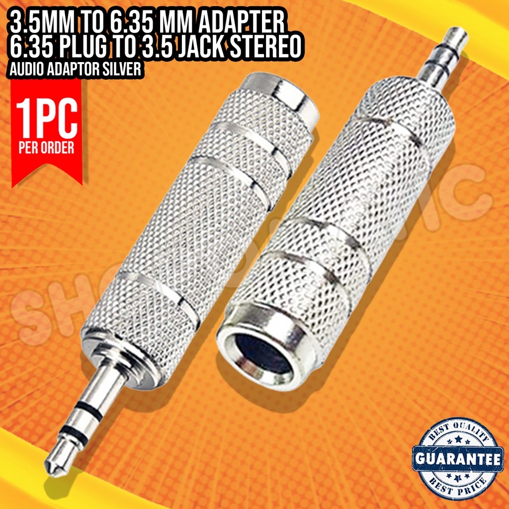 SHOPO 3.5mm to 6.35mm Stereo Audio Adapter – Silver, for Headphones ...