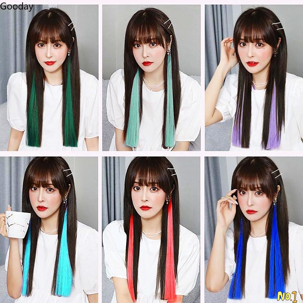 Gooday Removable Multicolor Toupee Fake Hair Highlights Extensions ...