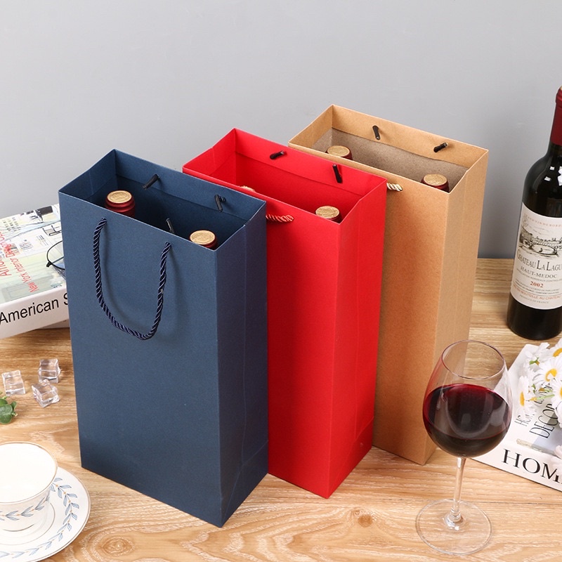 1pc wine bag hand bag gift bag kraft wine bag 2 bottles Shopee