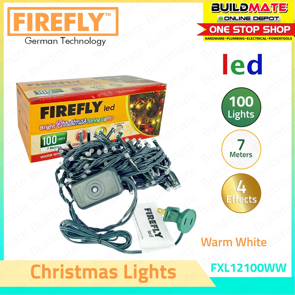 FIREFLY 100 LED Warm White Christmas Lights Green Wire FXL12100WW