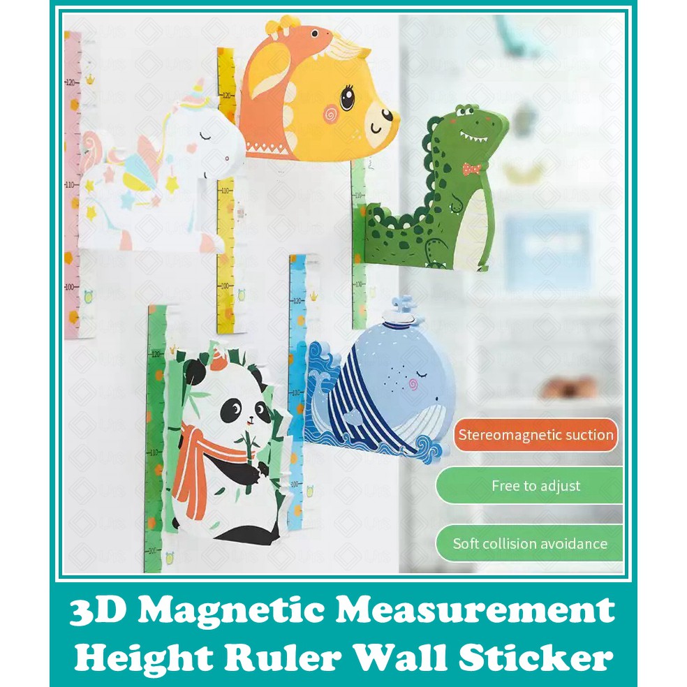3D Cartoon Magnetic Measurement Ruler Wall sticker Accurate Height For ...