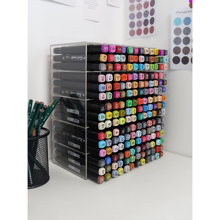 Marker Storage Rack Transparent Pen Holder Color Pencil Grid Art