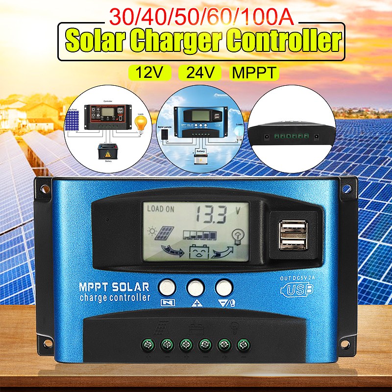 Mppt Solar Charge Controller Dual USB Lcd Display 12v 24v Cell Panel ...
