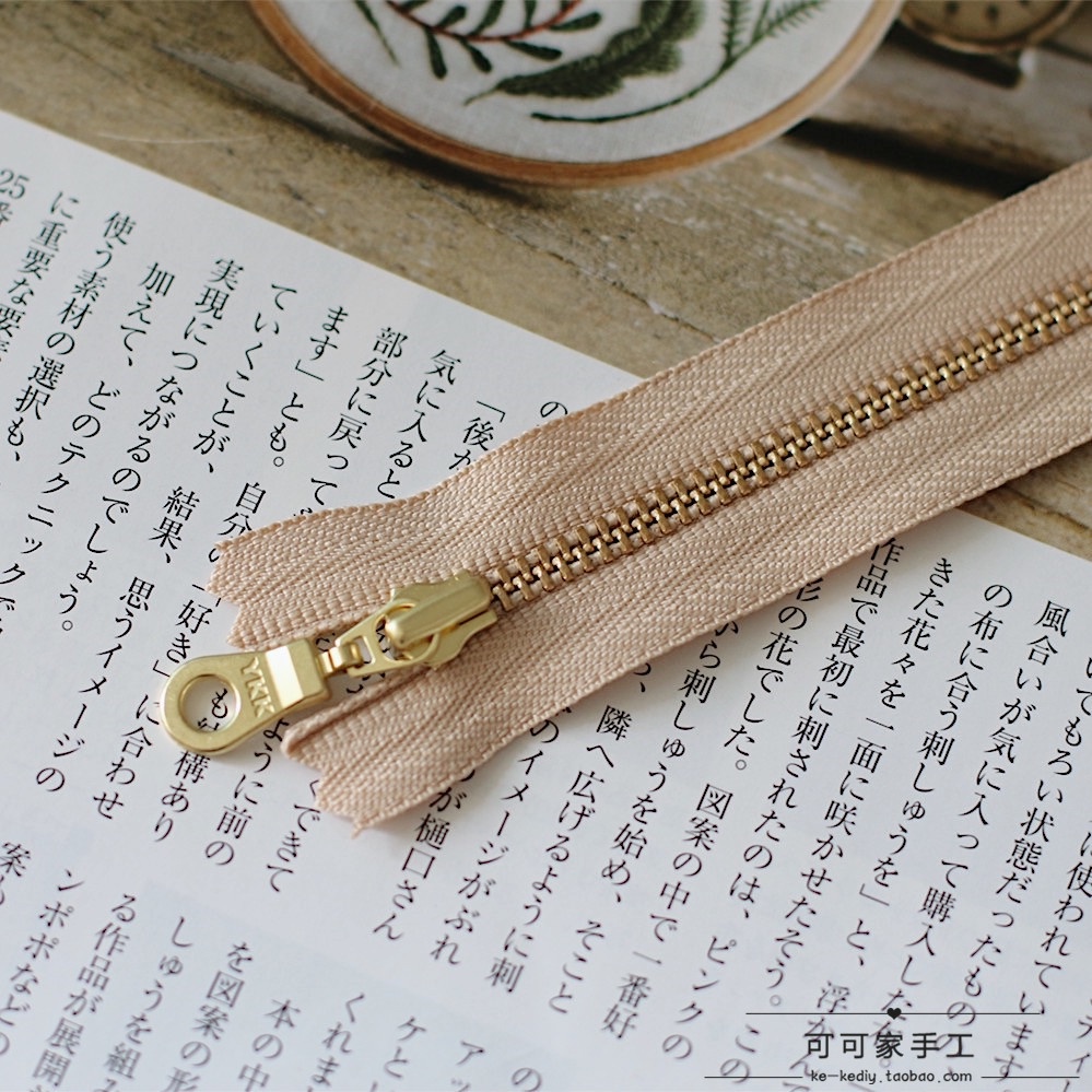 Ykk Metal Zipper 3 Ring Head Brass Closed Teeth Zipper Hand diy Bag