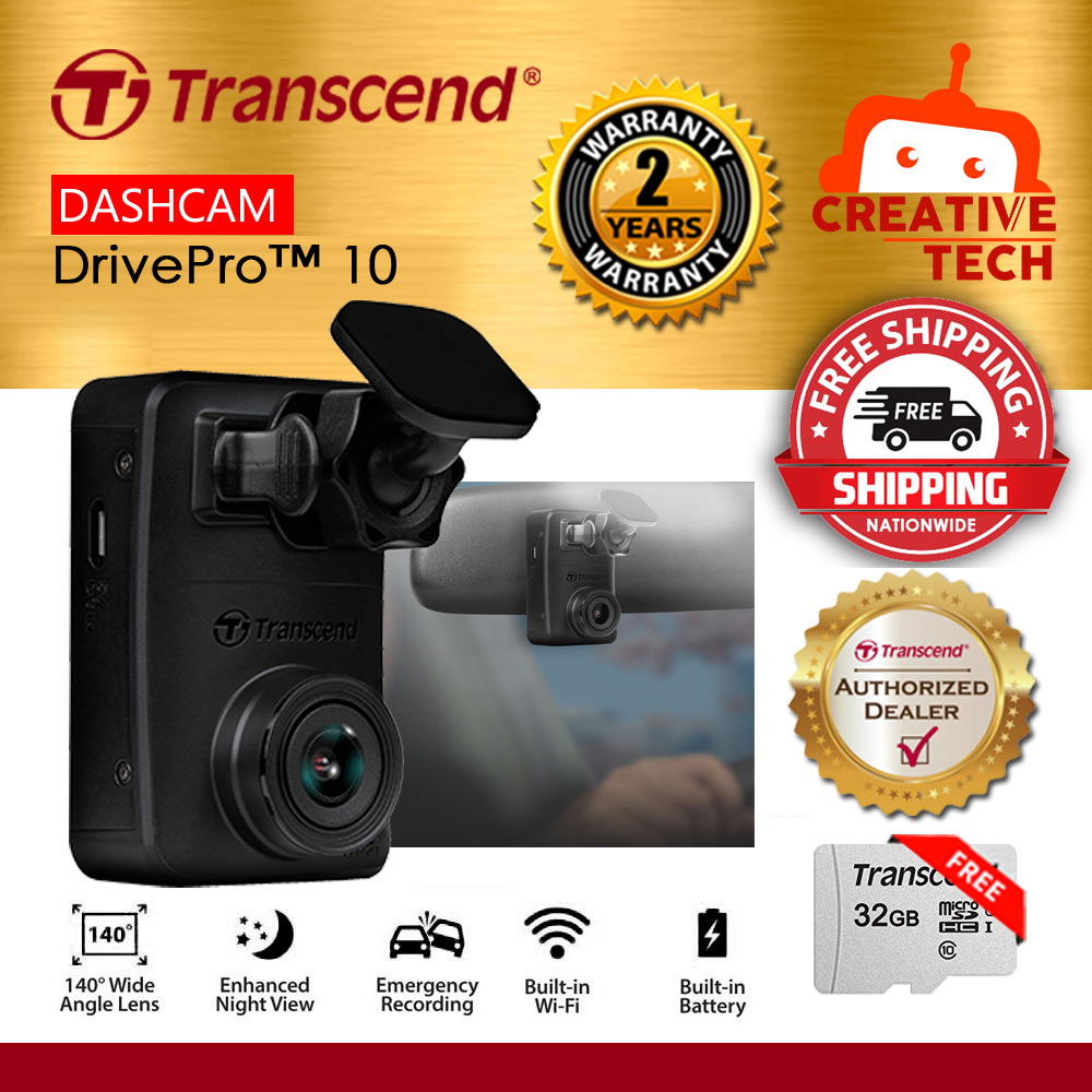 Transcend Dashcam DrivePro 10 (FREE MICRO SD 32GB ) 2 Years Warranty (Dash  cam) Full HD 1080P Free | Shopee Philippines