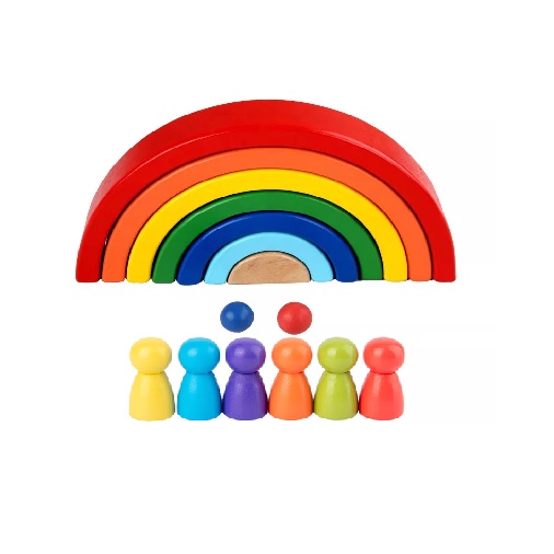 Rainbow Blocks Stacking Arch Wooden Stacker Set Toy Kids | Shopee ...