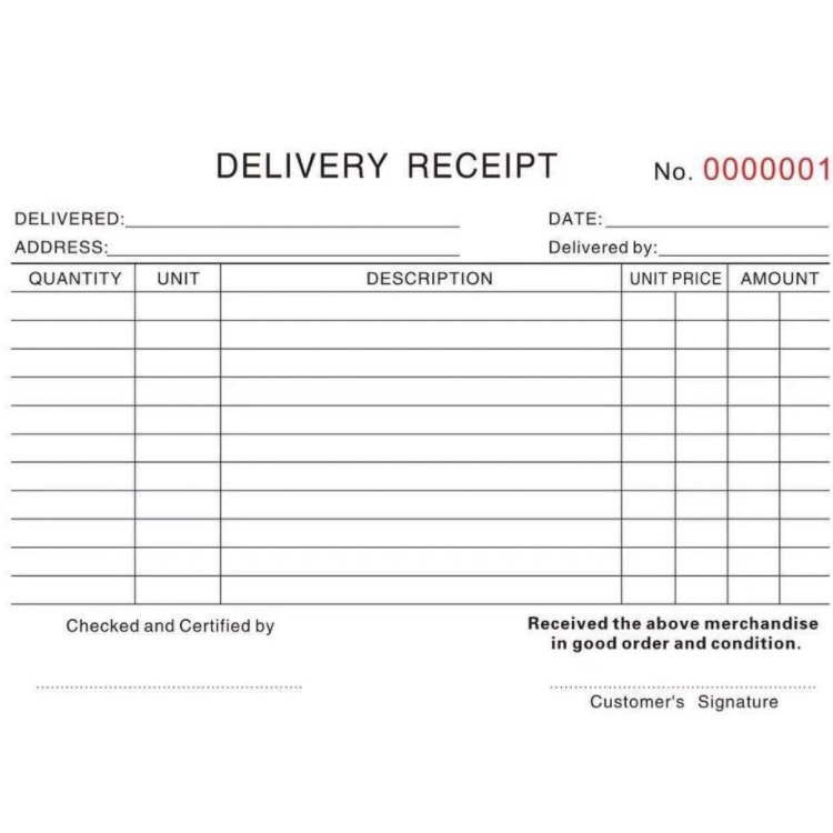 Big DELIVERY RECEIPT（Crosswise）duplicate and triplicate carbon paper ...