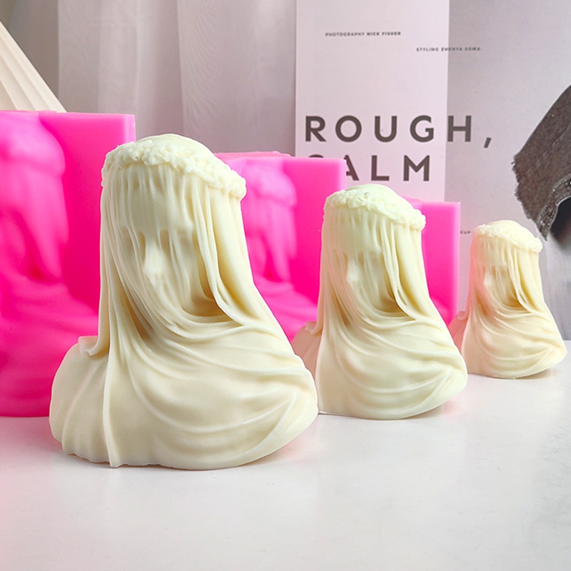 Fine Veiled Silicone Candle Mould Antique Bust Statue Sculpture Body