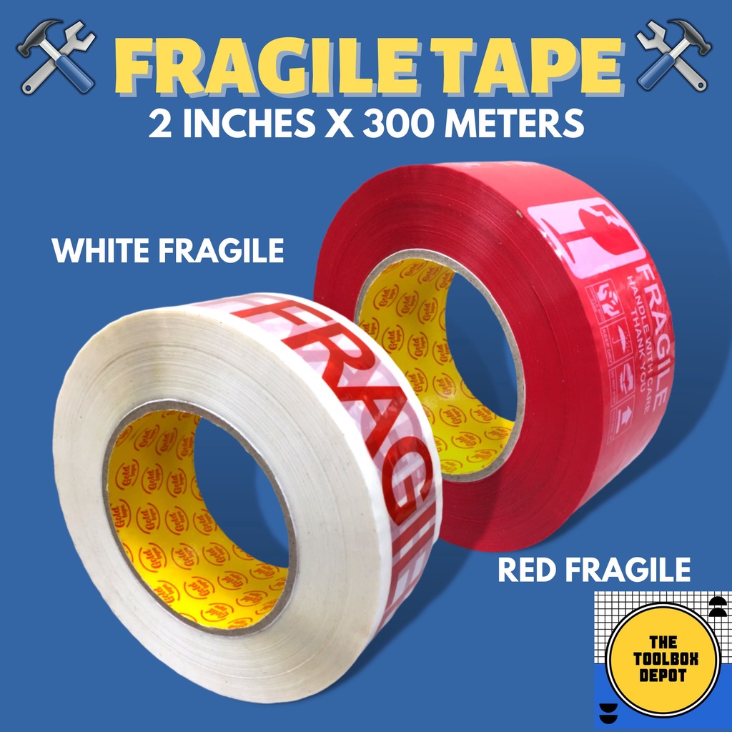 Fragile Packaging Tape 300 Meters x 2 inches (Width)White or Red