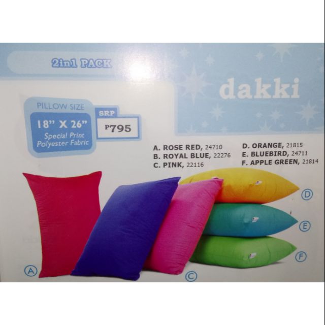 Dakki pillow deals size