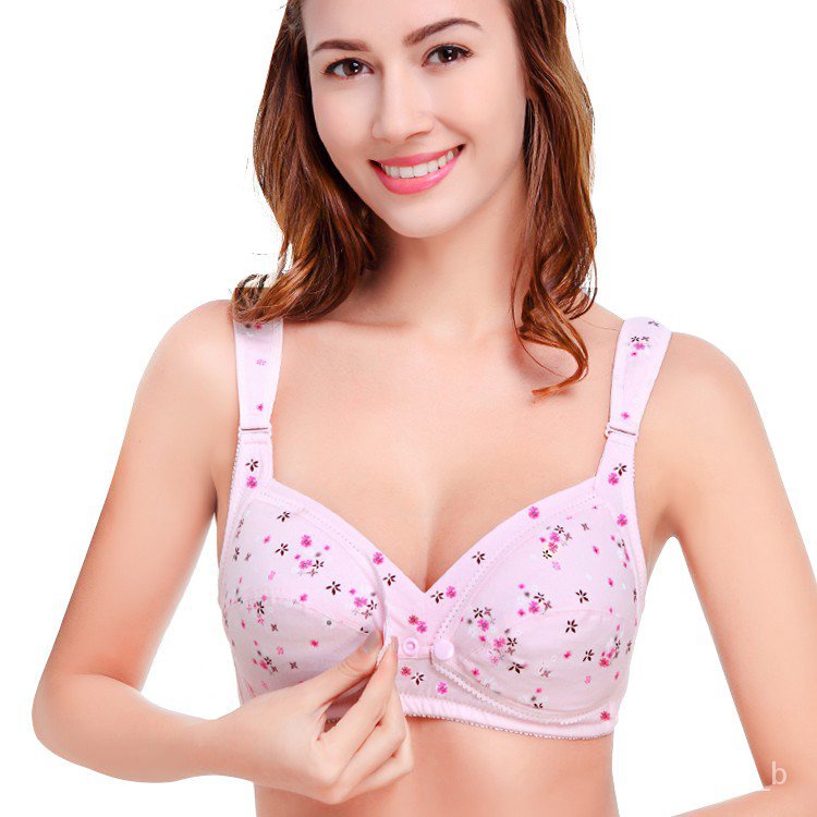 【ins】Cotton Anti Side Leakage Nursing Bra without Underwire Pink