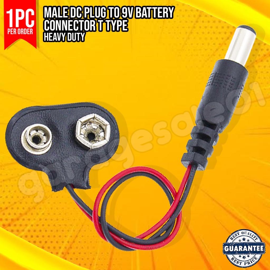 Male DC Plug to 9V Battery Connector T Type Shopee Philippines