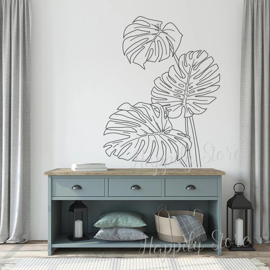 Monstera Tropical Jungle Leaves Wall Decal Monstera Palm Wall Sticker ...