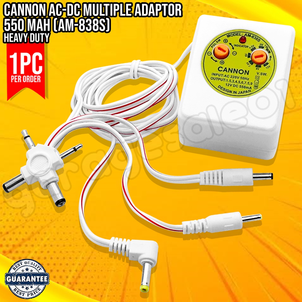 GS Cannon AC-DC Multiple Adapter 550mA for Electronics and Small ...