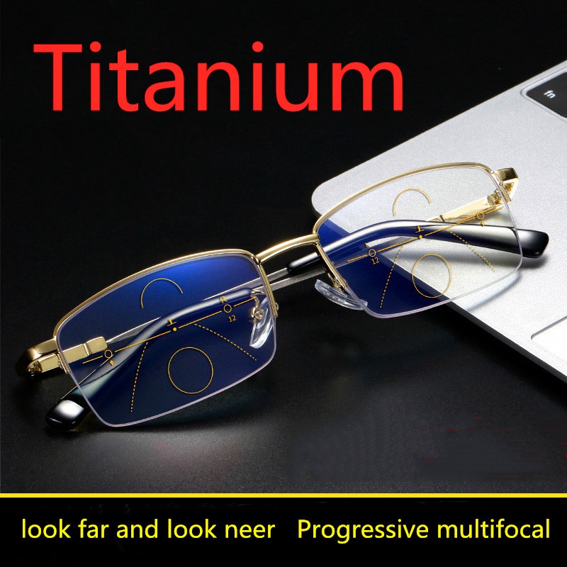 Reading Glasses Dual-use Anti-blue Light Dual-light Intelligent Automatic  Zoom Progressive Multifocal Reading Glasses Memory Frame