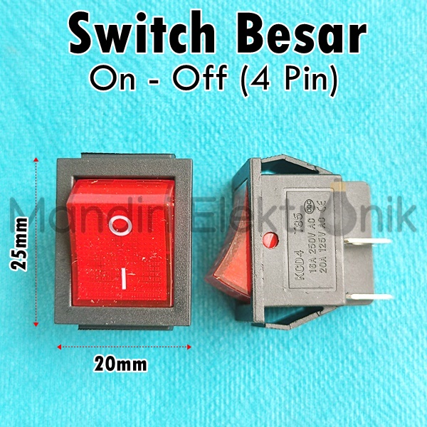 MERAH Red 4-pin Large On Off Light Switch - 4-foot Large Light Switch ...
