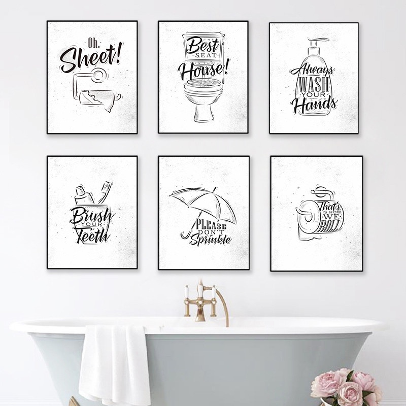 Toilet Quote Picture Bathroom Wall Art Canvas Painting Poster Prints ...