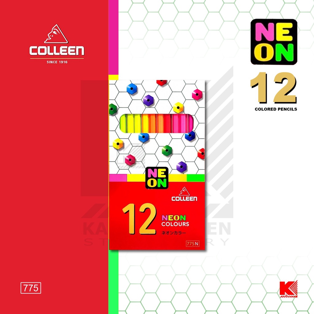 Colleen Colored Pencils Model 775 (1 Pencil 1 Color) Neon 12 Colors ...