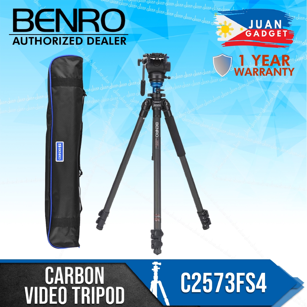 Benro C2573FS4 S4 Carbon Fiber Video Tripod with Head and CF Flip Lock ...