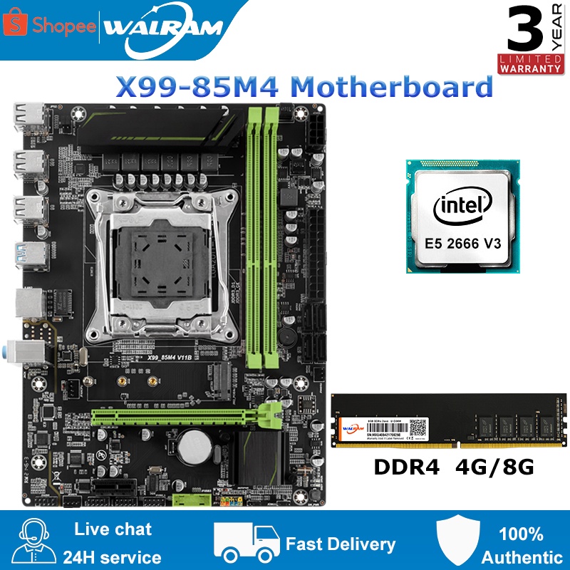 WALRAM X99-85M4 Motherboard With Intel E5 Xeon 2666 V3 Processor CPU ...