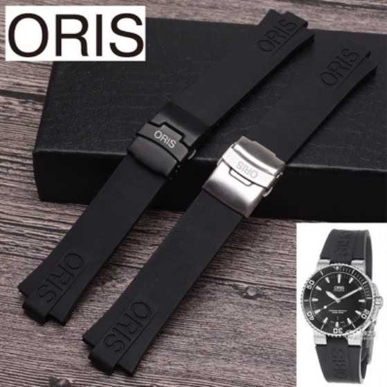 24MM Replacement Black Rubber Wrist Band Strap For ORIS Diver TT1