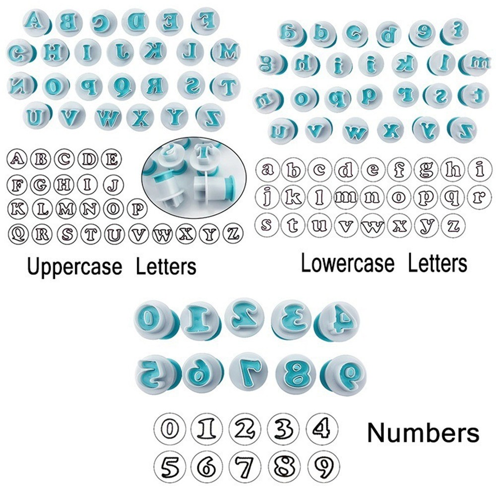 Alphabet Upper Case Lower Case and Number Cutter Fondant Stamp Cookie ...