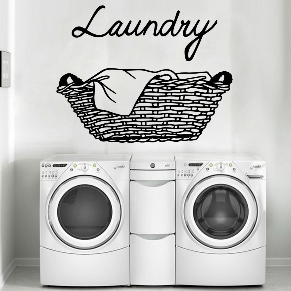 Creative Laundry Art Vintyl Wall Stickers Wallpaper For Laundry Home ...