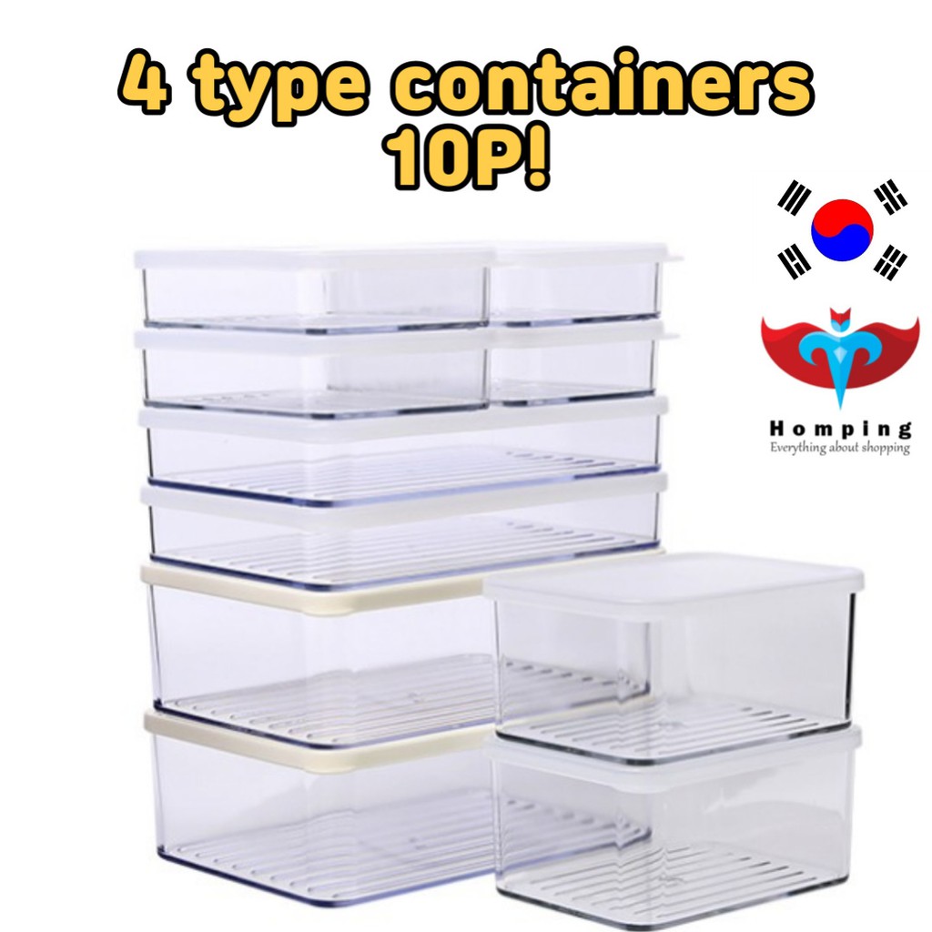 [Silicook] Refrigerator Food Ingredients Storage Box 4p Set (Total 10P ...