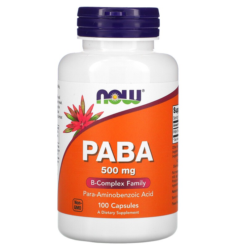 Now Foods PABA 500 mg 100 Capsules Infertility Hair Loss Rheumatic ...
