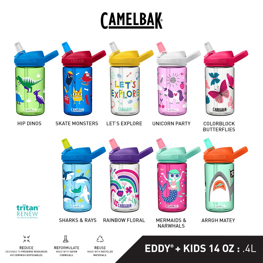 CamelBak Eddy+ Kids Hip Dinos Water Bottle, 14 oz.