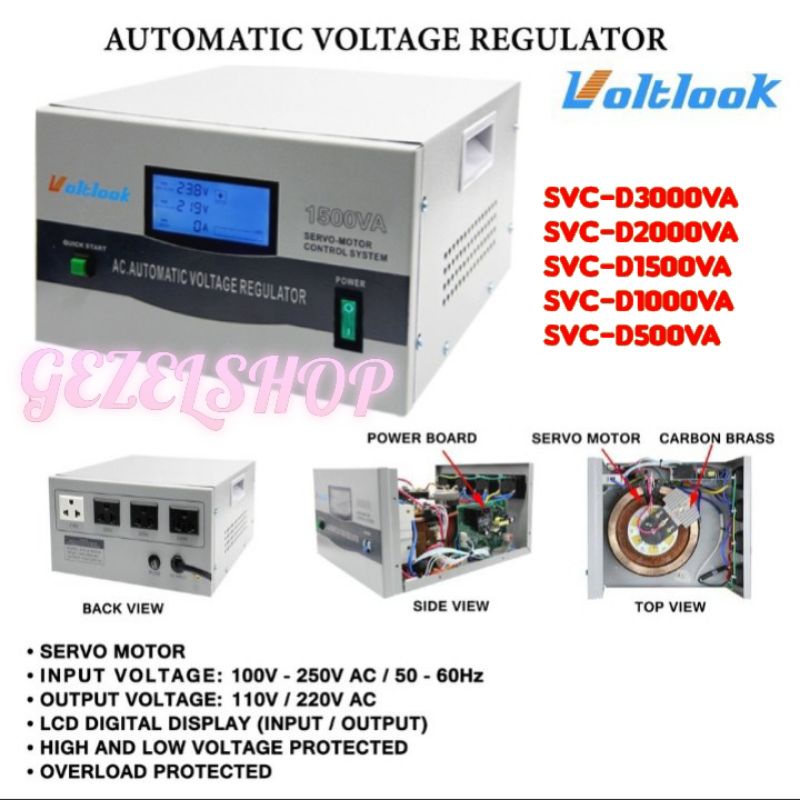 Voltlook Digital Automatic Voltage Regulator (AVR) with Time Delay SVC ...