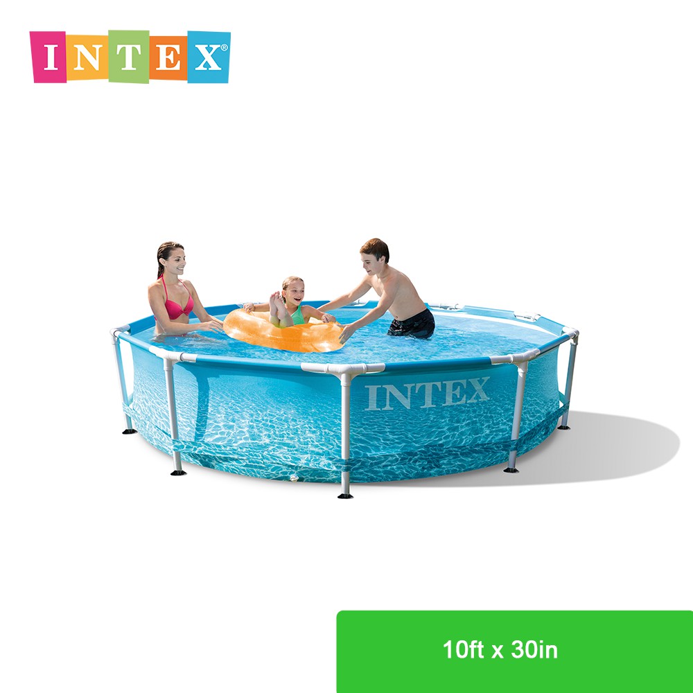 Intex® 28206 Beachside Metal Frame Pool Ages 6+ (10ft x 30in) Shopee