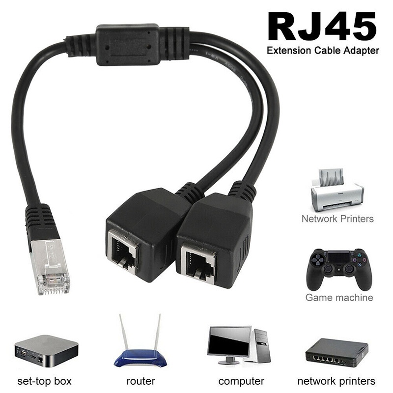 AzXp RJ45 Splitter 1 Male To 2 Females Cable Adapter Lan