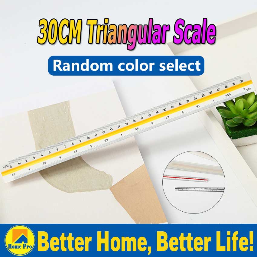 30CM Triangular Scale Ruler Architect Engineers Technical Rule Aluminum ...