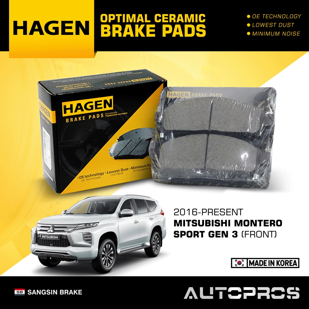 Hagen Front Ceramic Brake Pads for 2016Present Mitsubishi Montero